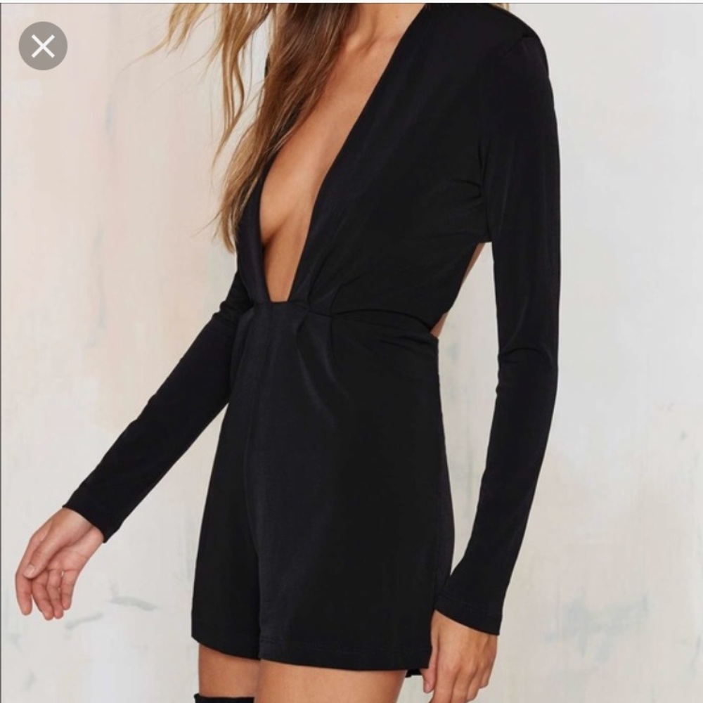 Nasty Gal Plunging Open Back Romper